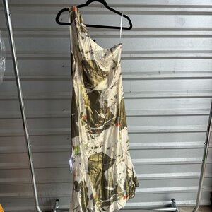 BCBG Gold Asymmetrical One Shoulder Cocktail Dress